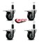 Service Caster 3.5'' Black Poly Swivel 1-1/4'' Expanding Stem Caster Set Total Lock Brake, 4PK SCC-EXTTL20S3514-PPUB-BLK-114-4 - alternate 4